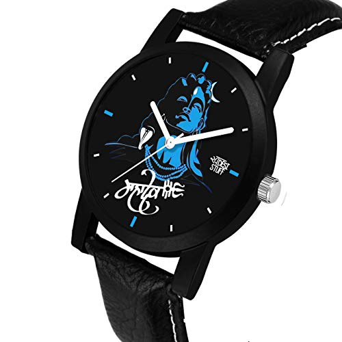 SWADESI STUFF Analogue Black Dial Leather Strap Mahadev Watch for Men and Boy - Image 2