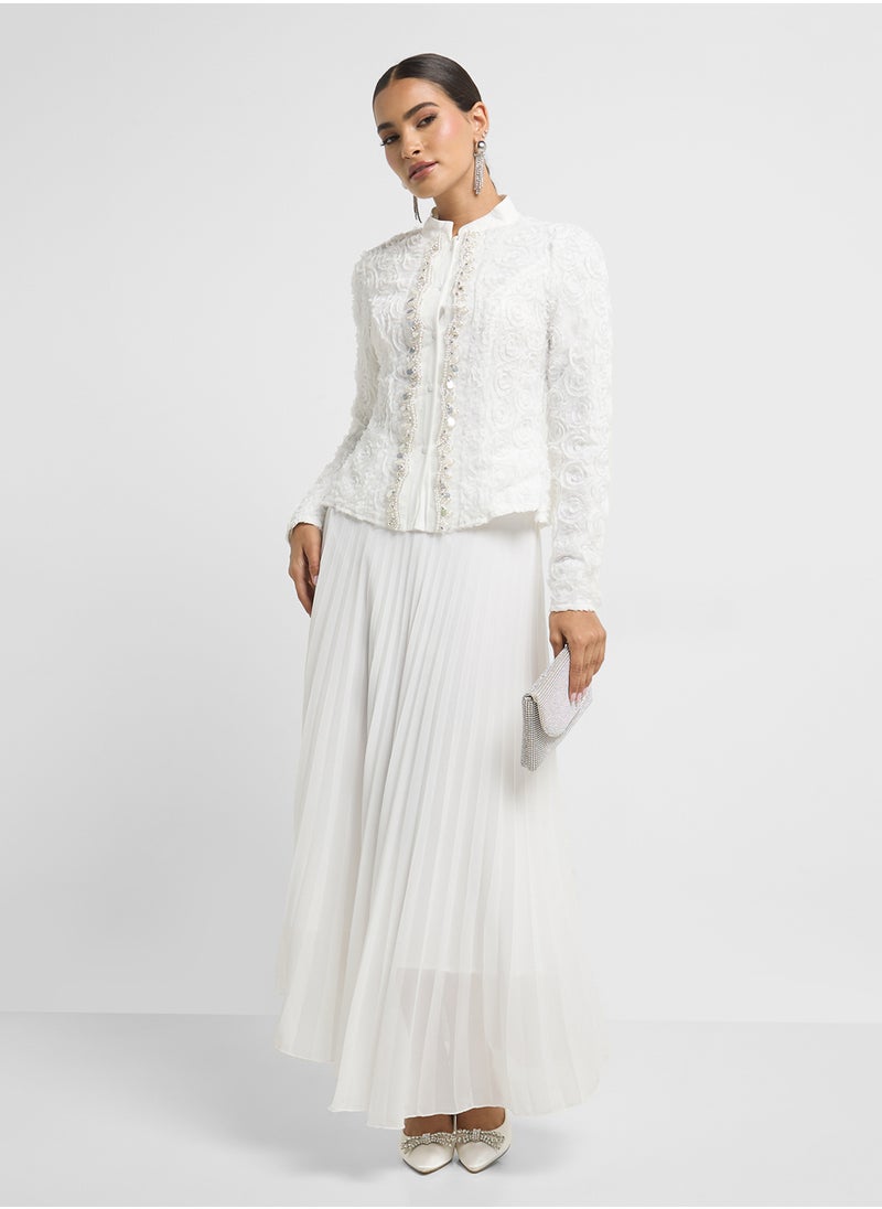ELLA Textured Top With Pleated Skirt Set  - Image 5