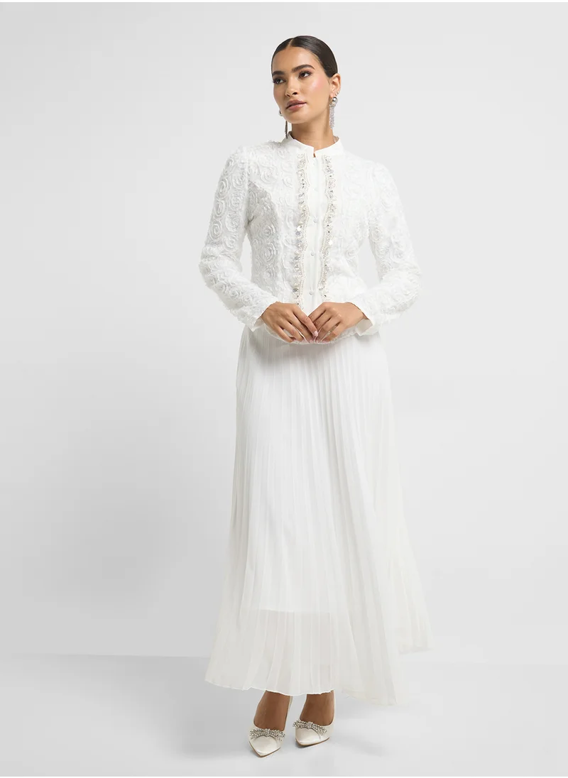 ايلا Textured Top With Pleated Skirt Set