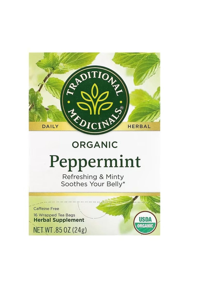 Organic Peppermint, Caffeine Free, 16 Encapsulated Tea Bags, 0.85 oz (24 g)