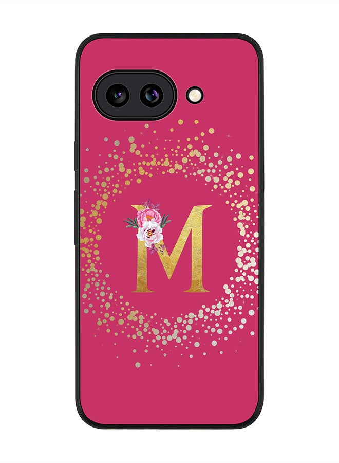 Stylizedd For Google Pixel 9a Case,Slim fit Camera Protection, Shockproof Thin Phone cover  - Custom Monogram Floral - M ( Deep Pink )