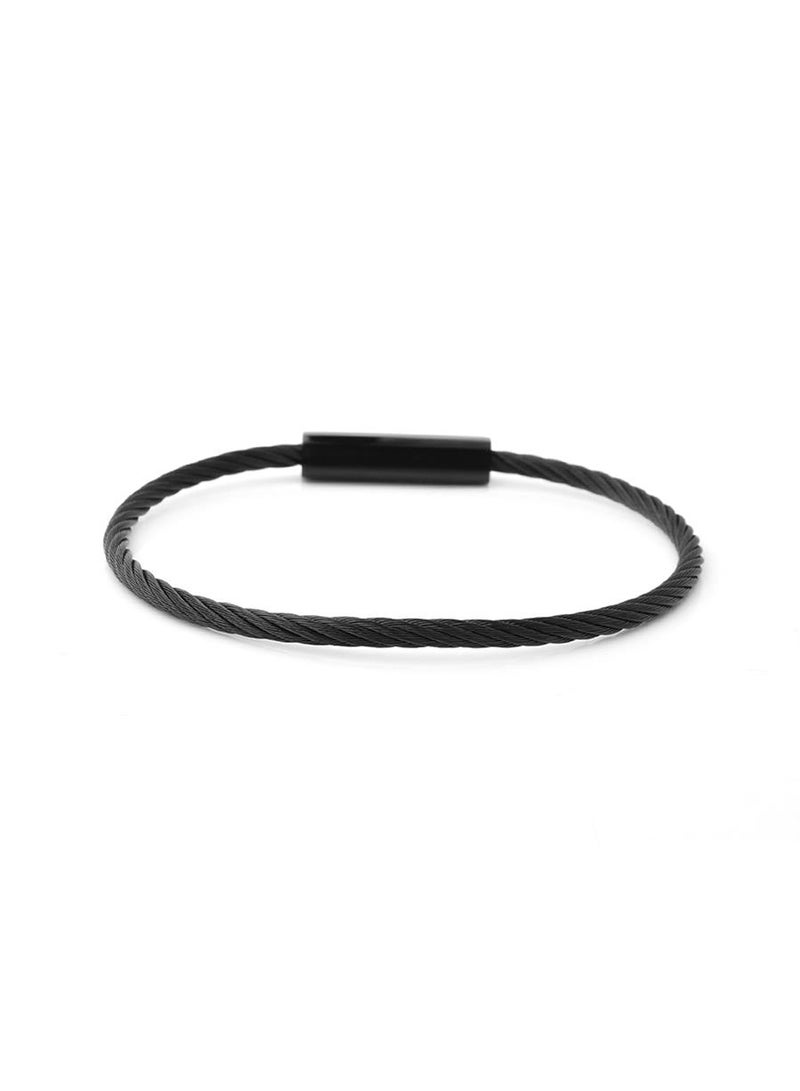 Riblor Camillo Stainless Steel Cable Bracelet Black - Image 2