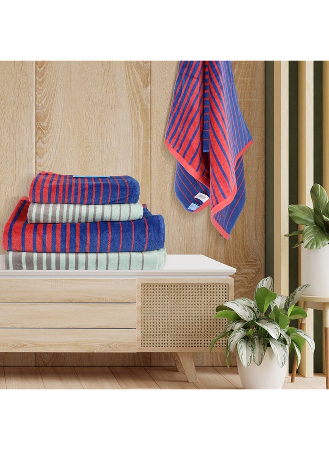White Rose 4 Piece Bathroom Towel Set Boundry 450 Gsm 100% Cotton Velour 2 Bath Towel 70X140 Cm & 2 Hand Towel 50X90 Cm Assorted Color Modern Stripe Design Luxury Touch Extra Absorbent  - Image 3