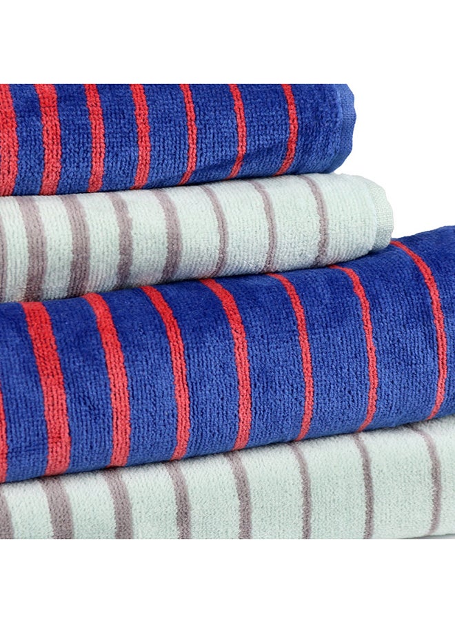White Rose 4 Piece Bathroom Towel Set Boundry 450 Gsm 100% Cotton Velour 2 Bath Towel 70X140 Cm & 2 Hand Towel 50X90 Cm Assorted Color Modern Stripe Design Luxury Touch Extra Absorbent  - Image 4