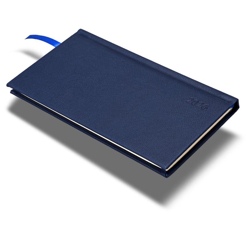 FIS مفكرة FIS 2026 رفيعة، حجم رفيع 170x90 مم، غلاف صلب، مواد PU إيطالية، تنسيق أسبوعي في لمحة، عرض أفقي، إنجليزي، ورق عاجي إيطالي 70 جرام، غلاف أزرق - FSDI57E26BL - Image 1