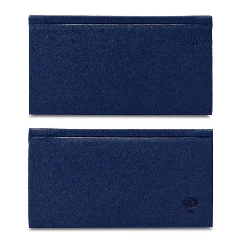 FIS مفكرة FIS 2026 رفيعة، حجم رفيع 170x90 مم، غلاف صلب، مواد PU إيطالية، تنسيق أسبوعي في لمحة، عرض أفقي، إنجليزي، ورق عاجي إيطالي 70 جرام، غلاف أزرق - FSDI57E26BL - Image 2