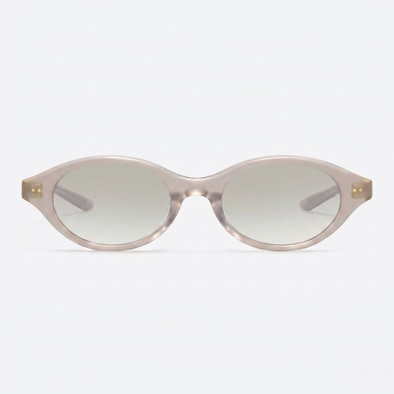 جنتل مونستر نظارات شمسية بيضاوية الشكل من Gentle Monster Corori Col.PC14 49 للنساء - إطار كاكي/وردي فاتح مع عدسات رمادية - Image 2