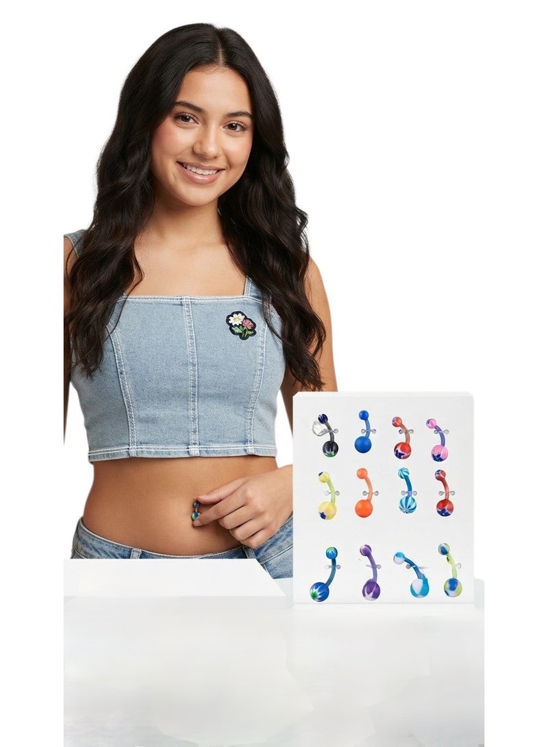 12-Piece Navel Piercing Set Stylish and Trendy Belly Button Accessories - Image 1