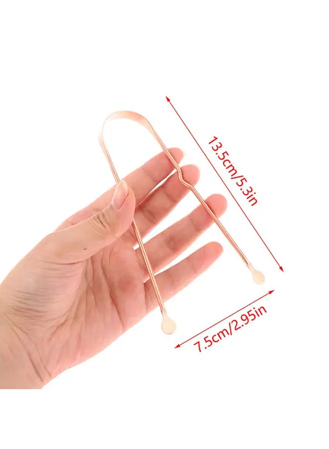 Pure Copper Tongue Scraper 1pc Oral Cleaning Tool Portable Cleaner - Image 2