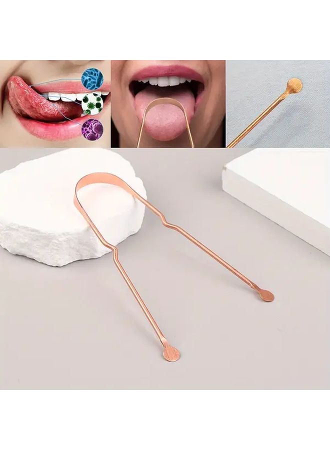 Pure Copper Tongue Scraper 1pc Oral Cleaning Tool Portable Cleaner - Image 1