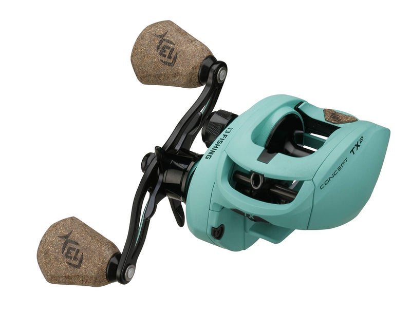 13 FISHING Concept TX2 Baitcast Reel 681 Gear Ratio Right Hand Retrieve FreshSalt Includes Skull Cap LowProfile Baitcast Reel Cover TX268RH Seafoam Green