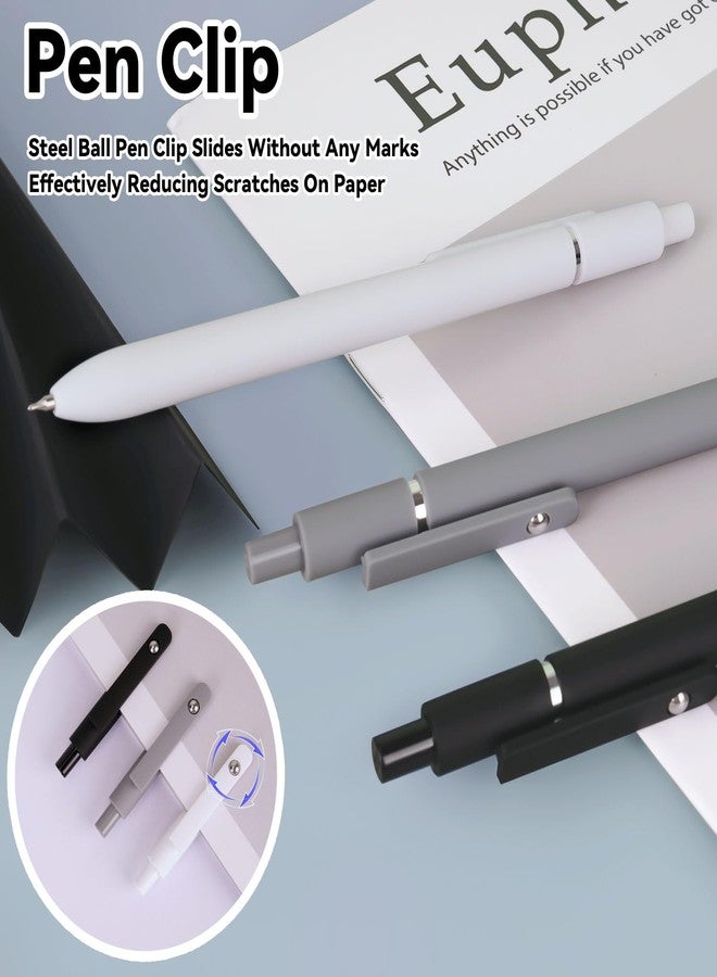 FIOVER Gel Pens,6Pcs Fine Point Smooth Writing Pens 0.5mm Black Gel Ink, High-End Series Ballpoint for Journaling Note Taking, Gifts for Women Men (6pcs-Black, Gray, White) - Image 4