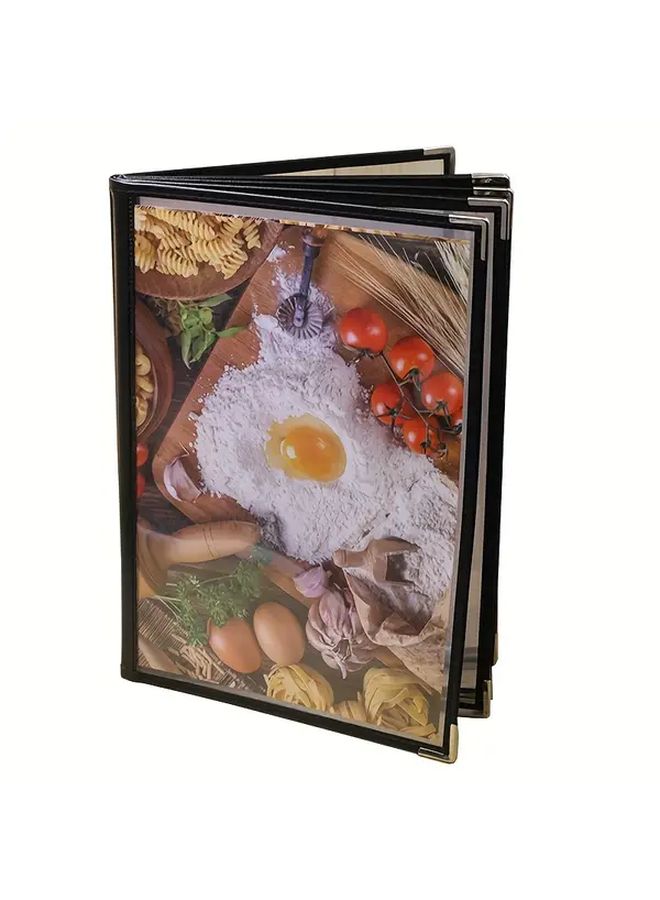 كتاب قائمة مطعم إيطالي عصري مجلد PVC شفاف 9.06 × 12.4 بوصة 8 صفحات 16 وجهًا - Image 1