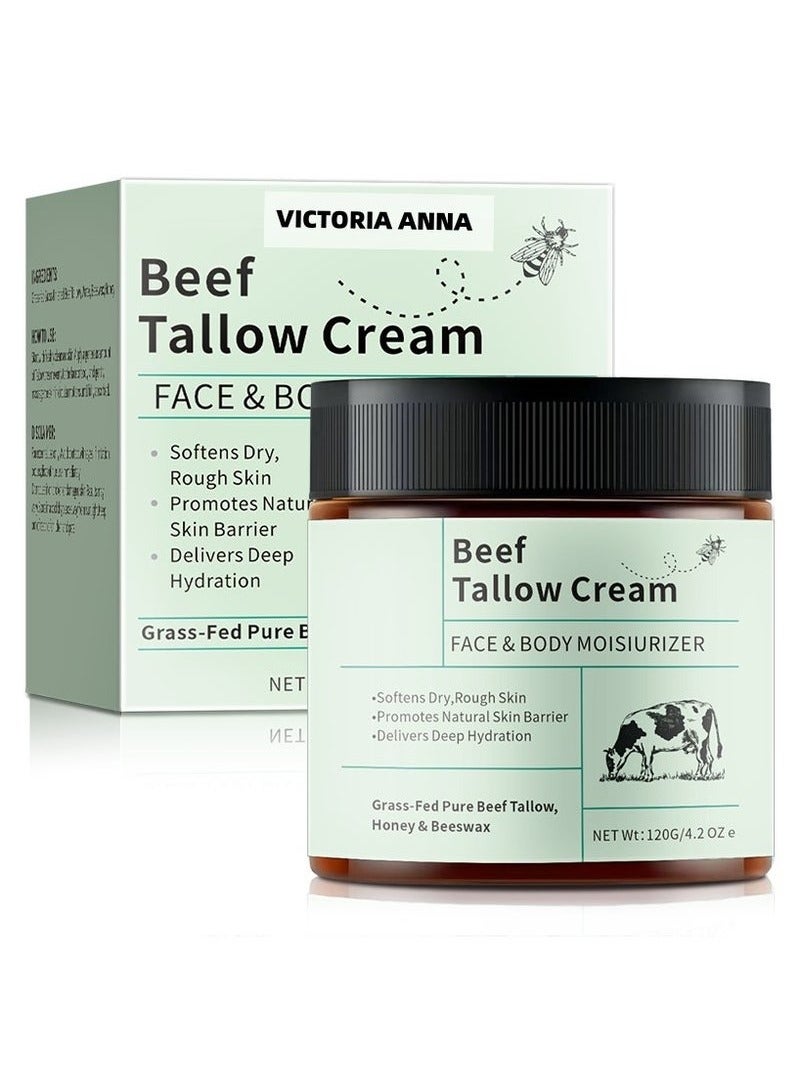 VICTORIA ANNA Beef Tallow Balm for Extremely Dry Skin: Intense Repair Cream for Hands, Heels, Elbows & Body - All Skin Types, Nourishing Skincare - Image 1