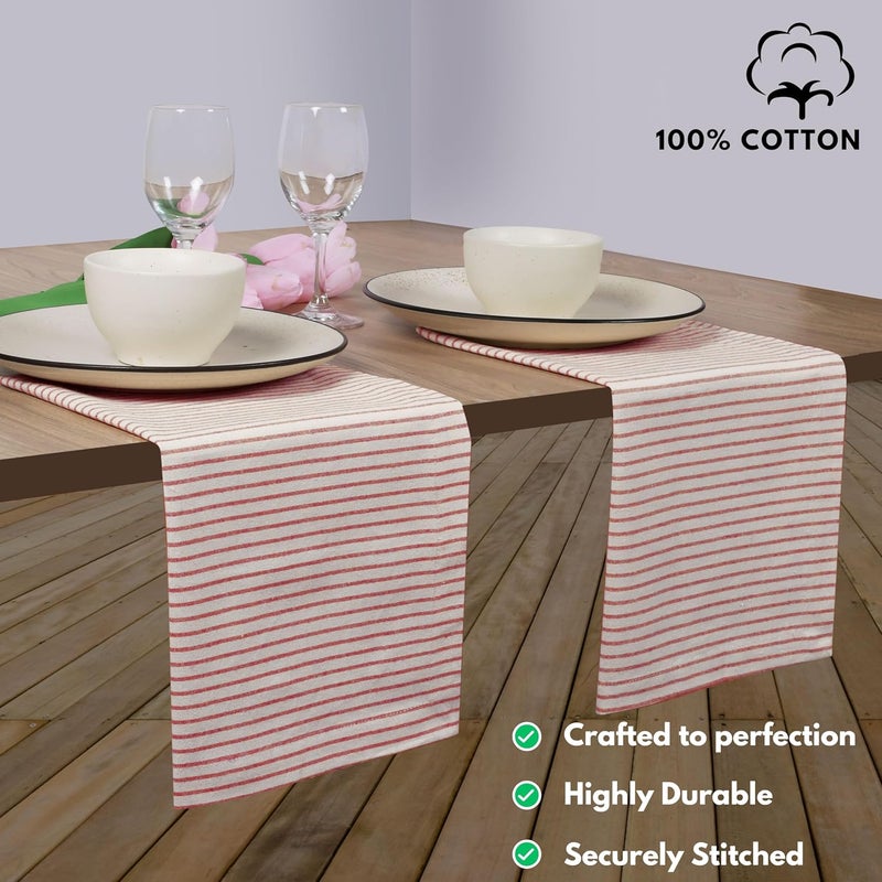 Native Fab Cloth Napkins 18x18 inches 100 Cotton Vintage Stripped Dinner Napkins Set of 12 Soft Breathable Absorbent Machine Washable Cloth Napkins Red Beige - Image 2