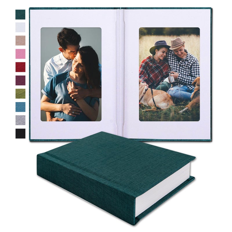 Pssoss Small 4X6 Photo Album With Writing Space Holds 20 Photos Ideal For Wedding Theme-Album And Baby Photo Album (Dark Green) - Image 1