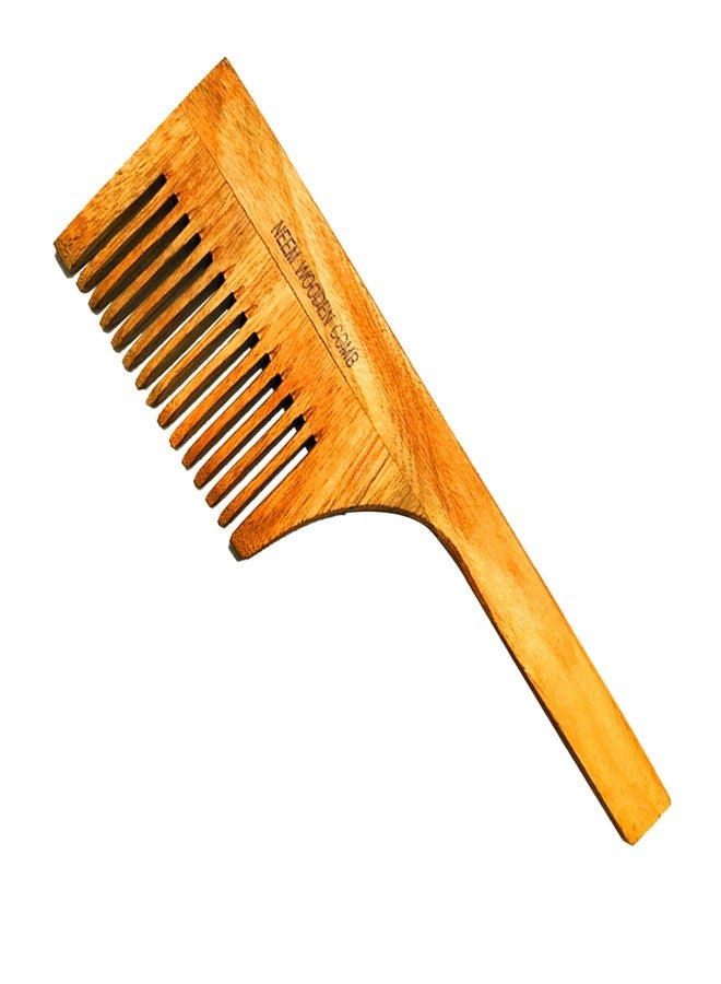 BlackLaoban Handmade Wooden Combs Big Size Kacchi Neem Wood Comb Set - Neem Comb Combo For Men & Women Hair Growth - Pack of 2 - Anti Dandruff, Detangling Hair Fall Control Kanghi Wavy Grip & Large Tooth - Image 4