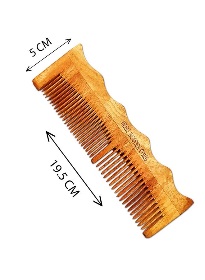 BlackLaoban Handmade Wooden Combs Big Size Kacchi Neem Wood Comb Set - Neem Comb Combo For Men & Women Hair Growth - Pack of 2 - Anti Dandruff, Detangling Hair Fall Control Kanghi Wavy Grip & Large Tooth - Image 2