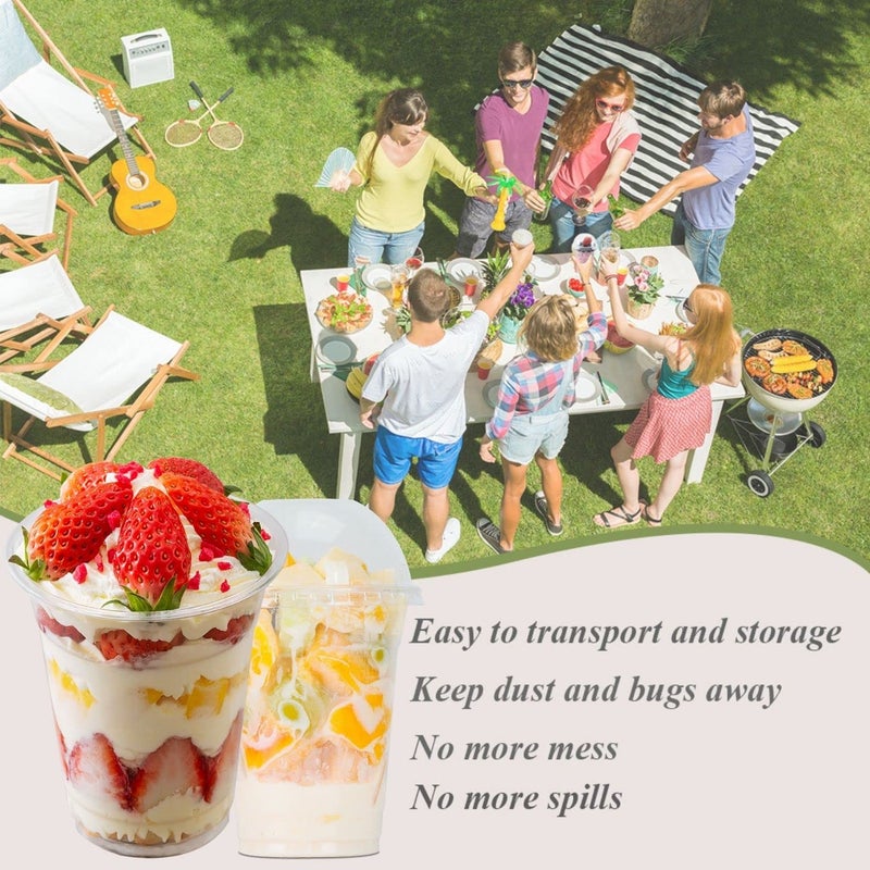 Artpreti 25 Sets 12 oz Clear Plastic Parfait Cups with Dome Lids(NO HOLE) - Disposable Dessert Cups with Lids for Dips Snacks and Fruit Yogurt Smoothie Iced Cold Drinks  No Leaking - Image 5
