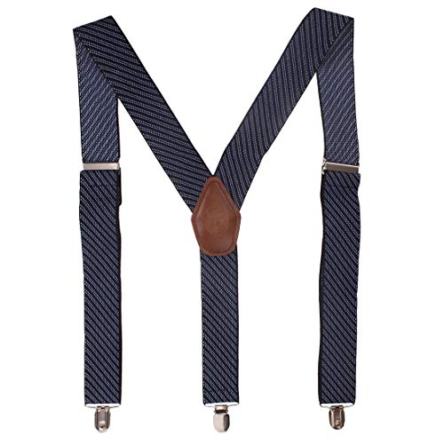 Peluche Eloquent Stripes Blue Coloured 3.5cm Strap Width Elastic Suspenders for Men - Image 1