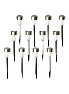 NIBEMINENT 12-Piece Solar Powered LED Landscape Pathway Light Set White 5.5x36x5.5centimeter  - Image 1
