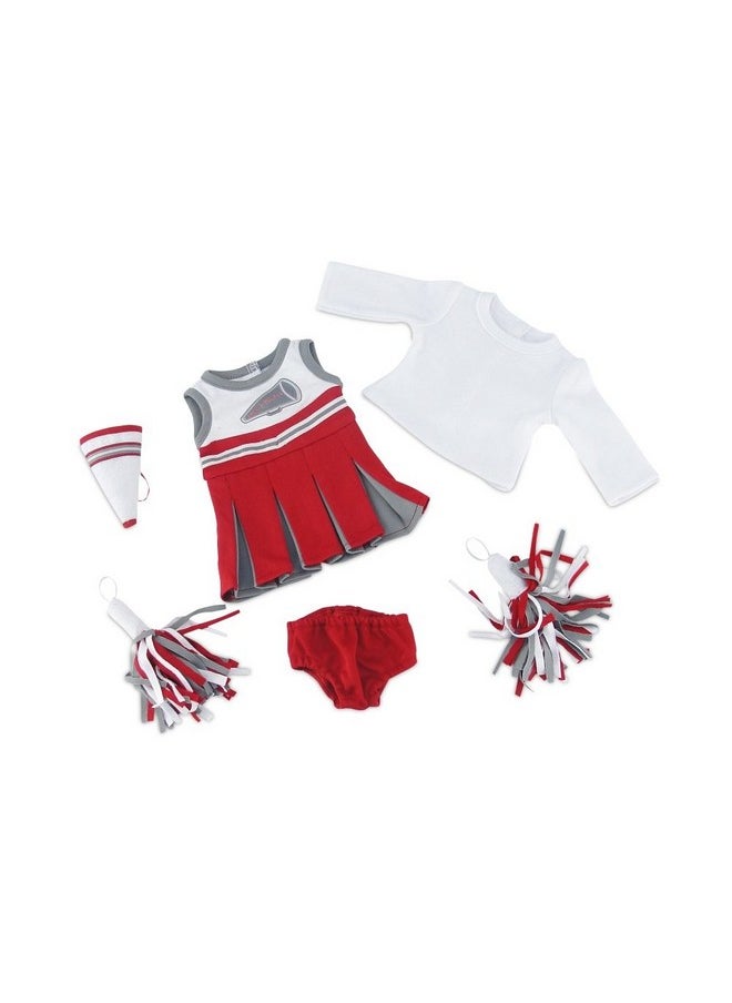 Emily Rose 18 Inch Doll Clothes Accessory Gift Play Set Scarlet And Grey Cheer Cheerleader 18 Doll Outfit Includes Dress Tshirt Tee And Fun Accessories Made To Fit Most 18 Dolls  - Image 3