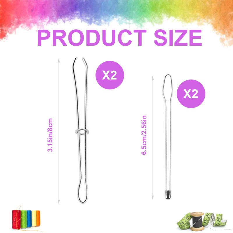 keepsweat 4 Pcs Bodkin Drawstring Threaders,Metal Drawstring Threader Tweezers Easy Quick Insert Drawstring DIY Rope Threader Clip Bodkin Sewing Tool for Sweatpants,Hoodies,Swim Trunks - Image 2