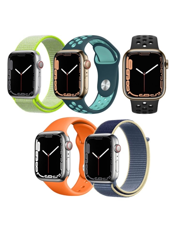 بيرفيي 5 قطع لتبديل سوار الساعة لساعة Apple Watch بأحجام 41/40/38 ملم من السلسلة 8/7/6/5/4/SE. - Image 1