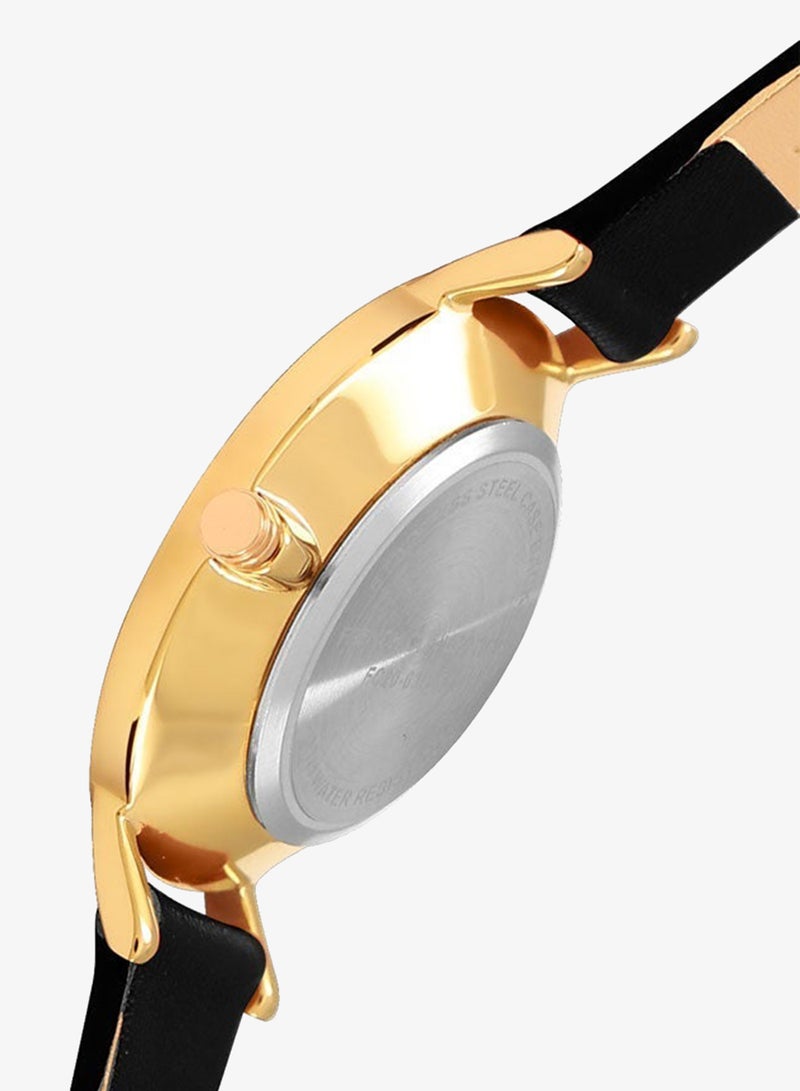 French Connection Black Dial and Black Leather Strap Analog Watch for Women 30mm - Image 4