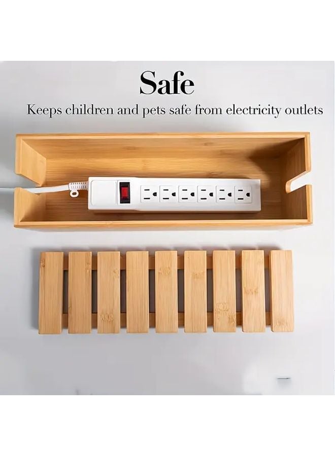 1pc Wooden Cable Organizer Box For Data And Power Cords Storage In Bedroom Living Room Office Study - Image 2