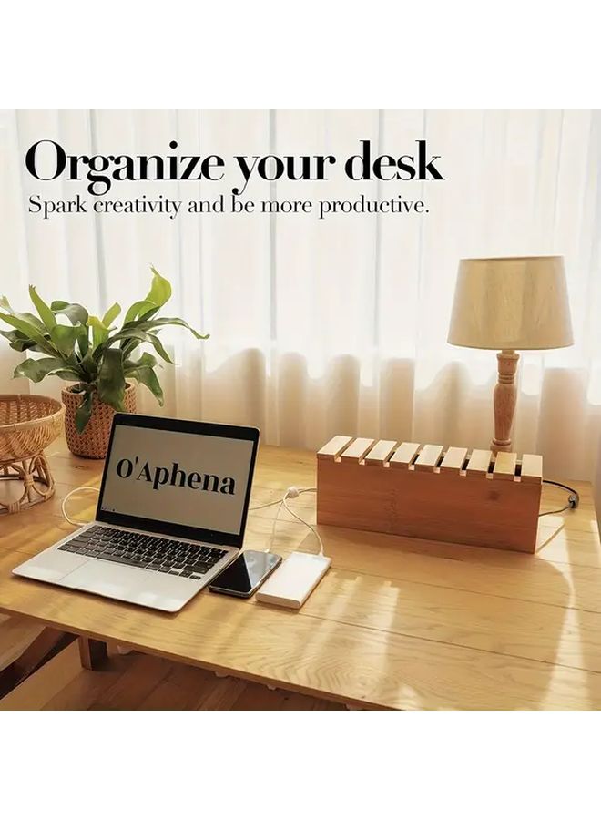 1pc Wooden Cable Organizer Box For Data And Power Cords Storage In Bedroom Living Room Office Study - Image 5