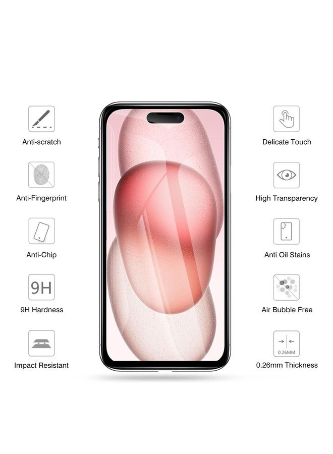 Pack Of 2 Screen Protector Designed For iPhone 15 Pro Max Scratch Resistant 9H Hardness Tempered Glass Clear HD Clarity Edge to Edge Full Coverage Bubble Free Screen Protector For iPhone 15 Pro Max  - Image 2