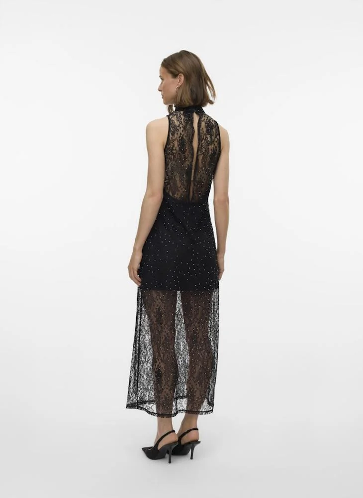 VERO MODA Vmmanja Lace Detail Halter Neck Maxi Dress