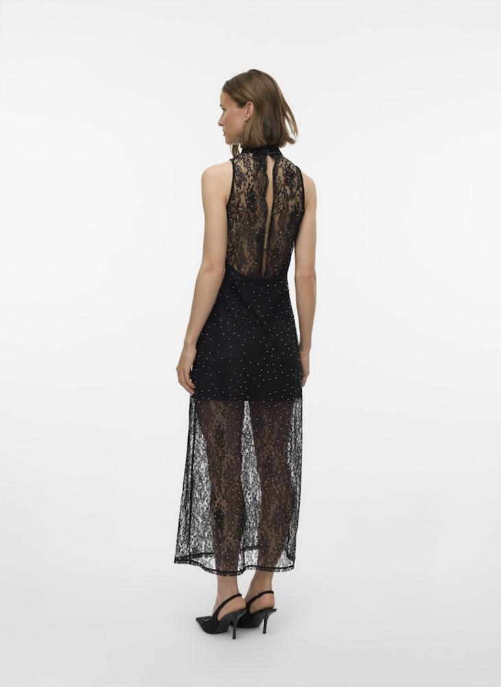 فيرو مودا فستان ماكسي بياقة هالتر وتفاصيل دانتيل من فيممانجا - Image 2