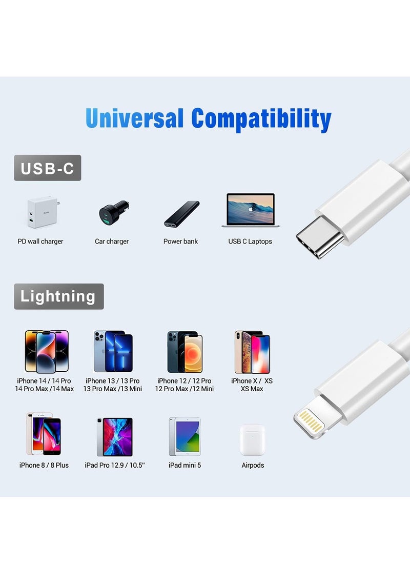 Generic - 2 Pack USB C to Lightning Cable 1 M, Power Delivery iPhone Cables Type C iPhone Charger Cord Fast Charging Compatible iPhone 14 13 12 11 Pro Max X XS XR 8 7 6s Plus SE - Image 1