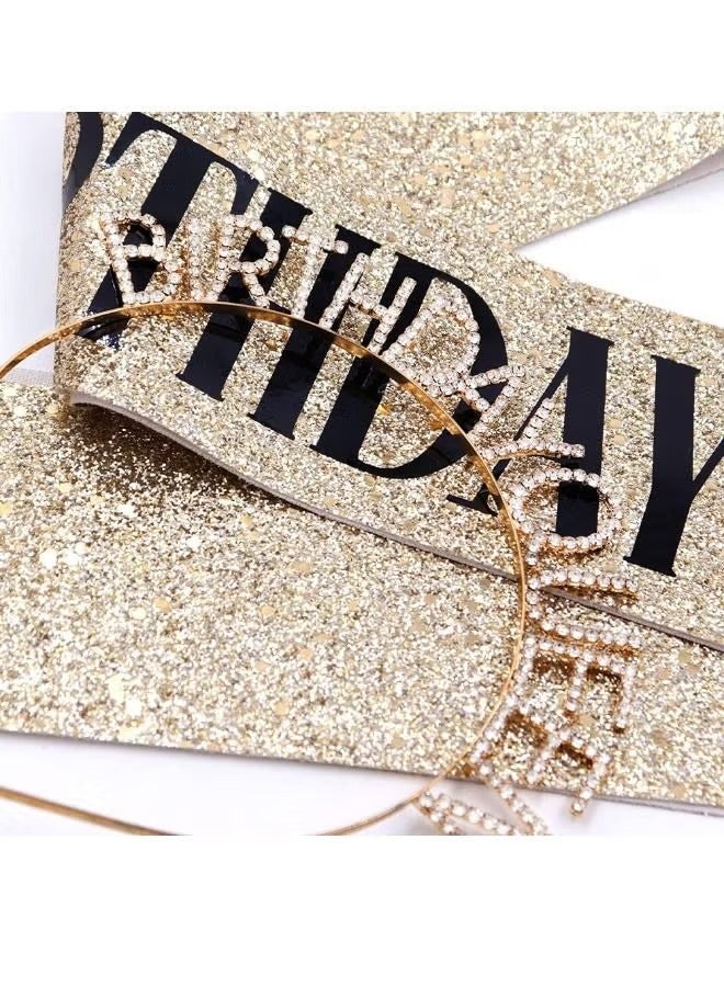 مجموعة وشاح عيد ميلاد الملكة وحجر الراين ، تيجان عيد الميلاد للفتيات ، وشاح عيد ميلاد لامع ذهبي ، هدايا أعياد الميلاد للنساء ، لوازم حفلات أعياد الميلاد - Image 2