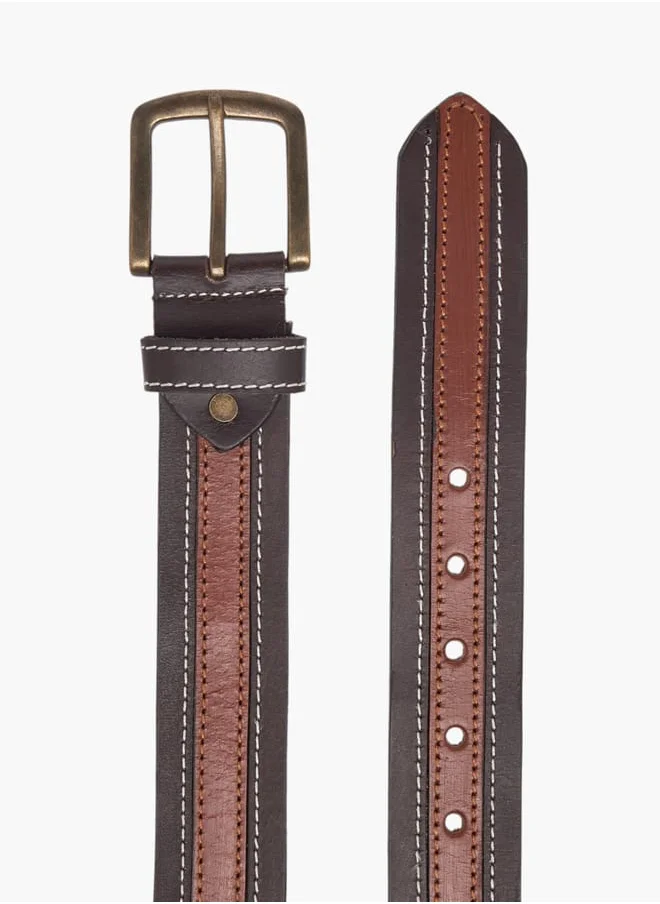 Lee Cooper Men's Colourblock Belt with Pin Buckle Closure