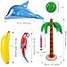 Ruisita Inflatable Luau Party Set 2 Pack Palm Trees 4 Pack Inflatable Watermelon 12 Pack Hawaiian Flowers 12 Pack Monstera Leaves 20 Pack Balloons Wingless Parrot Flamingo Banana for Party Supply - Image 2