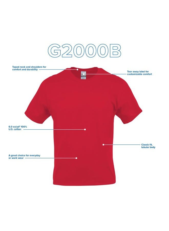 Gildan Unisex Kid's Ultra Cotton T-Shirt, Style G2000B, Multipack, White (12-Pack) - Image 5