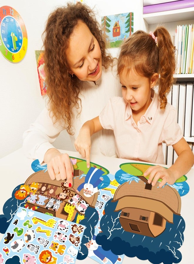 Haooryx Noah's Ark Animal Stickers - 24-Piece Noah’s Ark Animal Sticker Scene Backgrounds Self-Adhesive DIY Stickers Educational Gifts Kids' Sunday School Art Paper Craft Kit Religious Church Event - Image 4