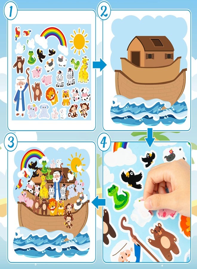 Haooryx Noah's Ark Animal Stickers - 24-Piece Noah’s Ark Animal Sticker Scene Backgrounds Self-Adhesive DIY Stickers Educational Gifts Kids' Sunday School Art Paper Craft Kit Religious Church Event - Image 3
