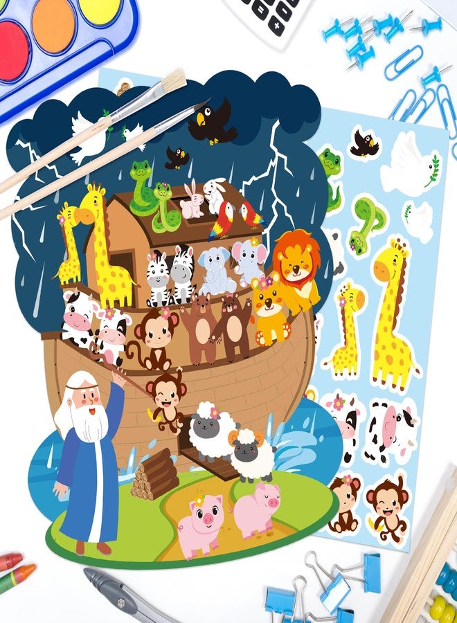 Haooryx Noah's Ark Animal Stickers - 24-Piece Noah’s Ark Animal Sticker Scene Backgrounds Self-Adhesive DIY Stickers Educational Gifts Kids' Sunday School Art Paper Craft Kit Religious Church Event - Image 5