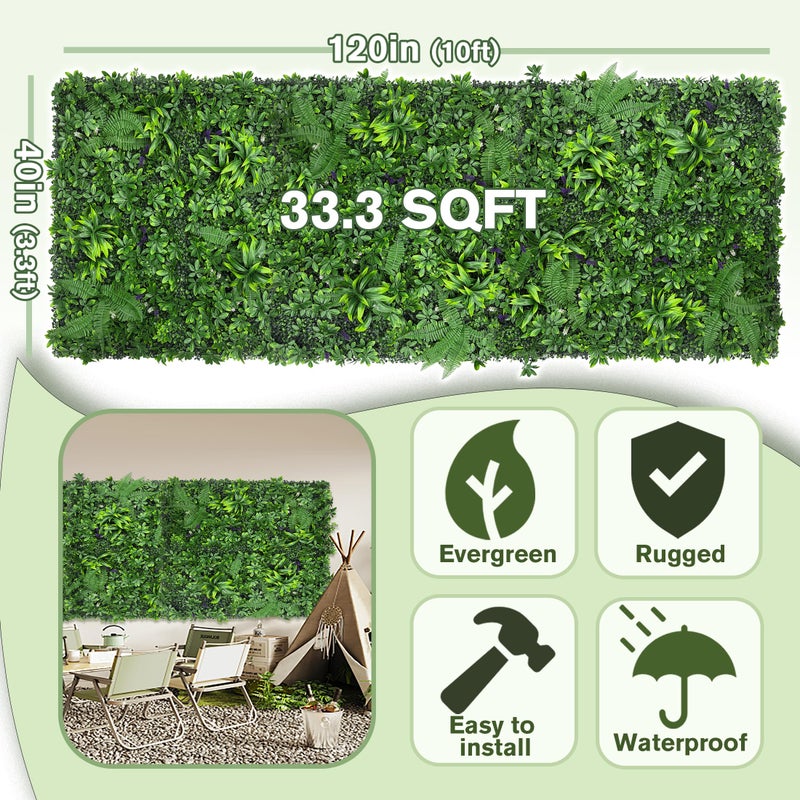 DOPGIB Artificial Green Boxwood Grass Wall Roll: 40"x120"(33.5 SQFT) UV Protected Ivy Privacy Hedge Fence Screen for Chain Link Fences Panel Indoor,Outdoor Patio Balcony & Garden - Image 2