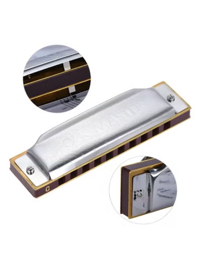 Suzuki 1072 Folkmaster 10 Hole Harmonica Diatonic Blues Mouth Harp Organ Flute Key of C with Protective Case - Image 3