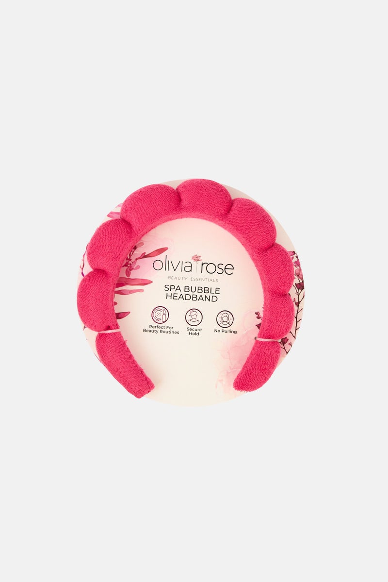 Olivia Rose Women Spa Bubble Headband, Dark Pink - Image 1