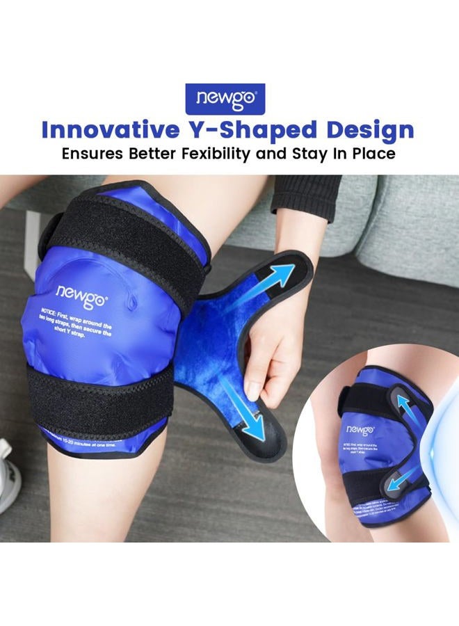 NEWGO حزمة ثلج لجراحة استبدال الركبة، حزمة جل باردة قابلة لإعادة الاستخدام تغطي الركبة بالكامل، حزمة ثلج للإصابات، تخفيف الألم، تمزق الغضروف، الرباط الصليبي الأمامي، التورم - Image 4