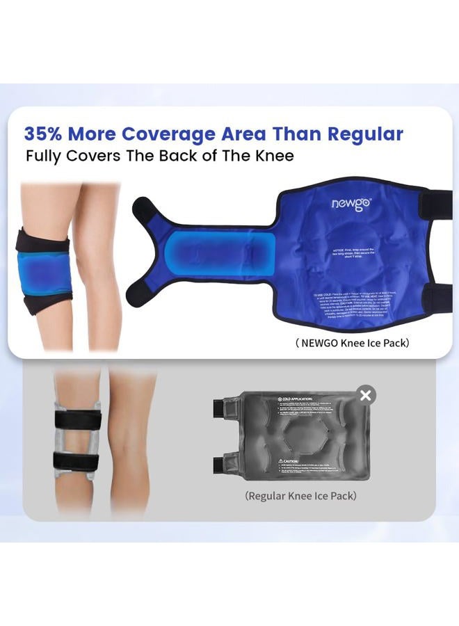 NEWGO حزمة ثلج لجراحة استبدال الركبة، حزمة جل باردة قابلة لإعادة الاستخدام تغطي الركبة بالكامل، حزمة ثلج للإصابات، تخفيف الألم، تمزق الغضروف، الرباط الصليبي الأمامي، التورم - Image 3