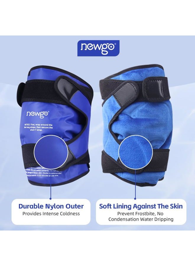 NEWGO حزمة ثلج لجراحة استبدال الركبة، حزمة جل باردة قابلة لإعادة الاستخدام تغطي الركبة بالكامل، حزمة ثلج للإصابات، تخفيف الألم، تمزق الغضروف، الرباط الصليبي الأمامي، التورم - Image 5