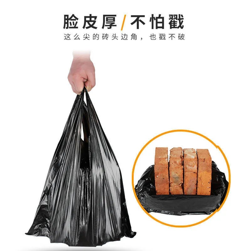 [] Disposable Black Garbage Bags For Household Thickeneded Satchel Vest-Style Garbage Bags For Medium And Large Kitchens - Image 5