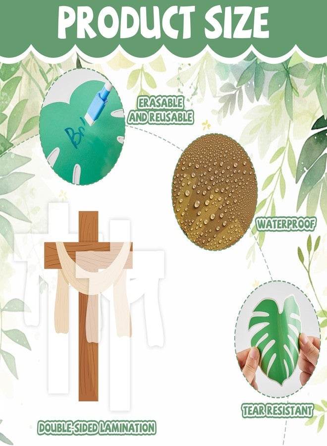 OBUSATT Easter Religious Bulletin Board Set Christian Jesus Classroom Decorations He is Risen Bulletin Board Easter Love Hearts Cross Jasmine Borders Cutouts for Sunday School Church Chalkboard Wall Decor - Image 3